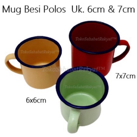 Mug Besi/Mug Jadul Warna Polos UK 6cm &amp; 7cm