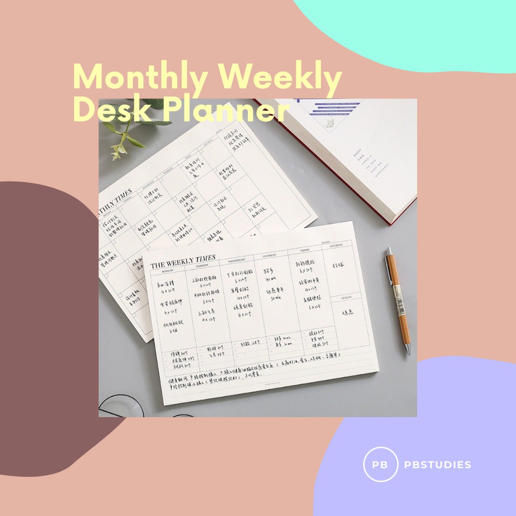 

MONTHLY WEEKLY DESK NOTEPAD PLANNER