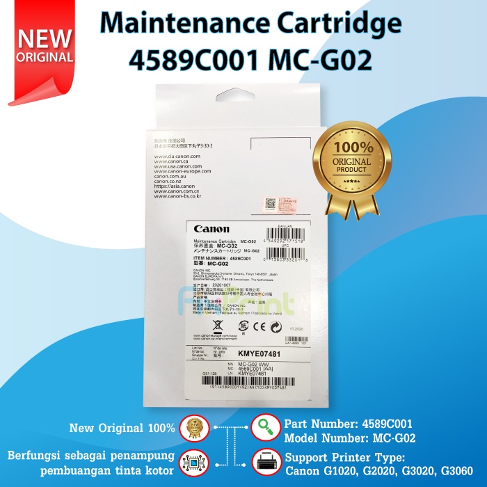 Maintenan Compatible Cartridge MC-G02, Waste Ink Printer Canon G1020 G2020 G3020 G3060 New