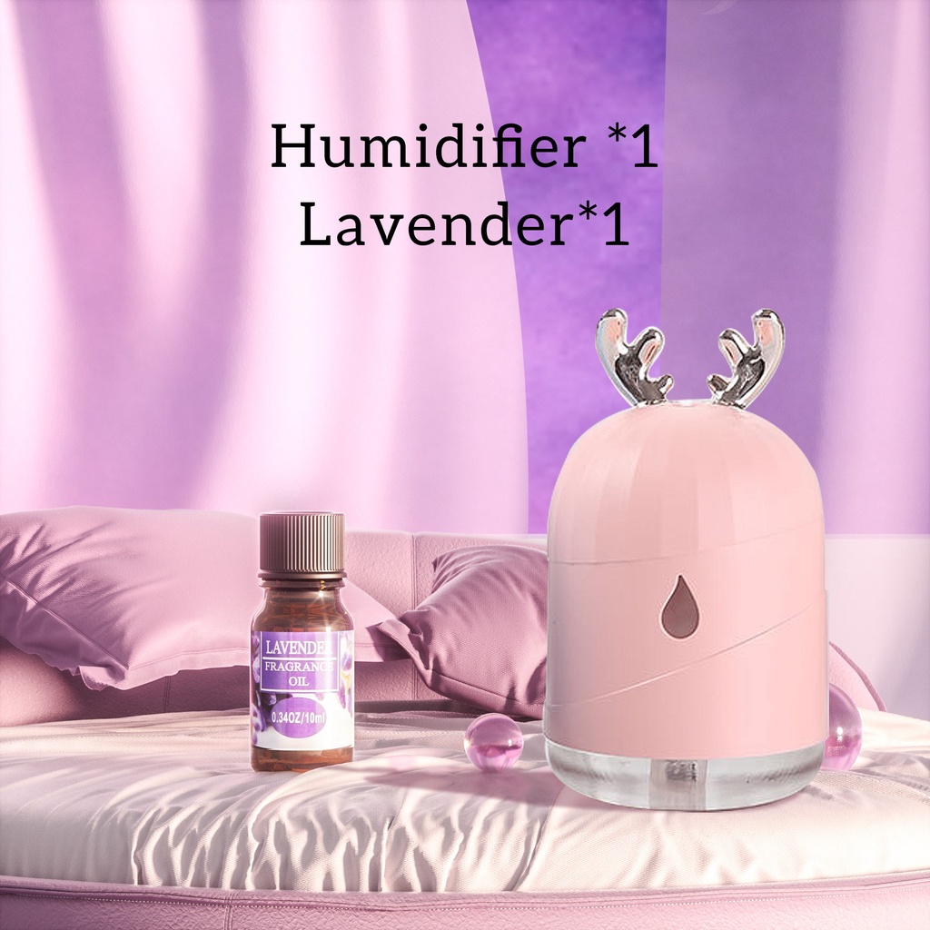 [endear]100% ORI cute Bear Humidifier 220ML Essential Oil Diffuser Aroma Terapi Pengharum Ruangan-Pink *1+OIL*1