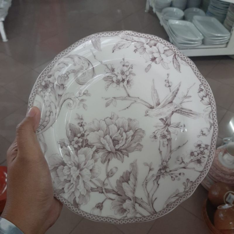 SOFT PURPLE ADELAIDE SALAD PLATE PIRING KERAMIK SANGO MOTIF VINTAGE JADUL HIAS PAJANGAN DINDING