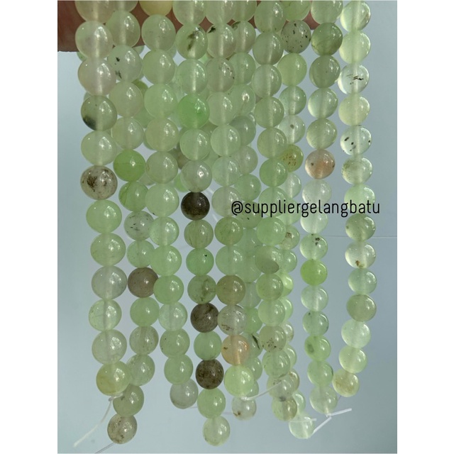 bahan batu kuarsa hijau green quartz 10mm healing yoga therapy craft