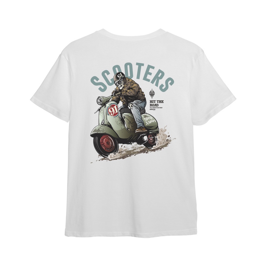 Nirvash Kaos Baju Distro Pria White  Combad 24 S Fit Size M L XL Motif Scooters