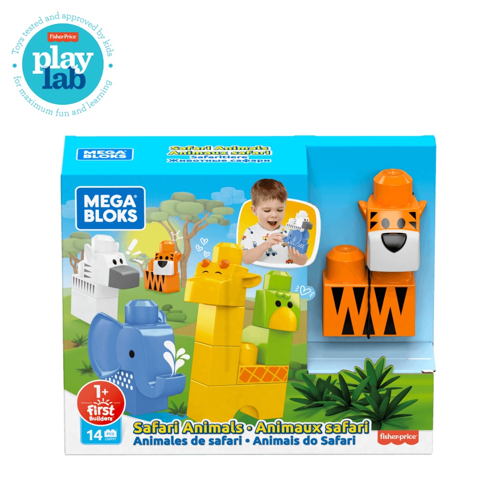 Mega Bloks Safari Animals - Mainan Balok Susun Edukasi Anak Balita