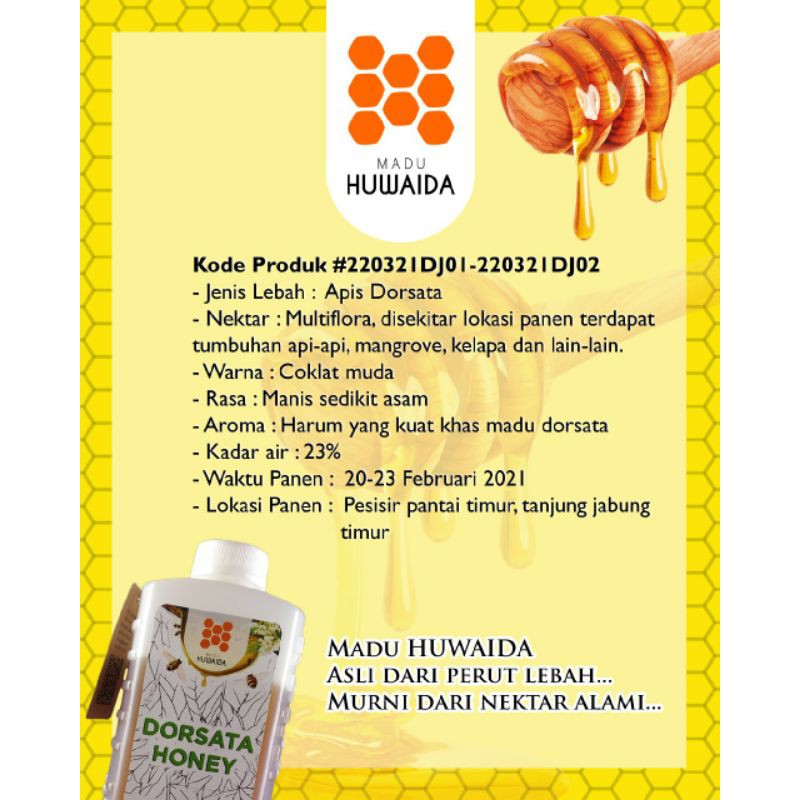 

Huwaida Madu Hutan Asli Madu Murni dari Sumatera Raw Honey