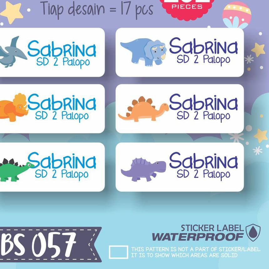 

[A02QR)⭐ SLNBS-057 stiker nama anak anti air waterproof label sticker dino monster ..