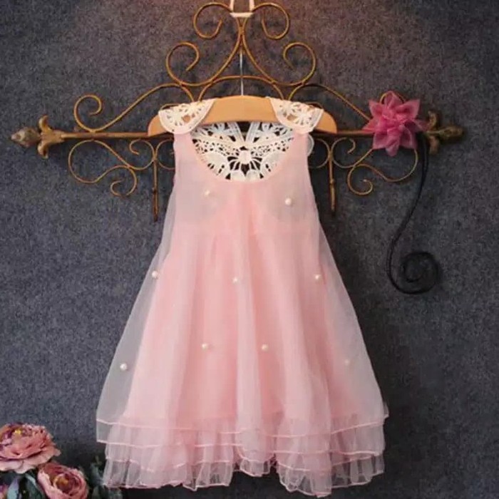 TBI Fashion Import Gaun Princess Anak Pearl Renda Brukat Tutu Tile Skirt