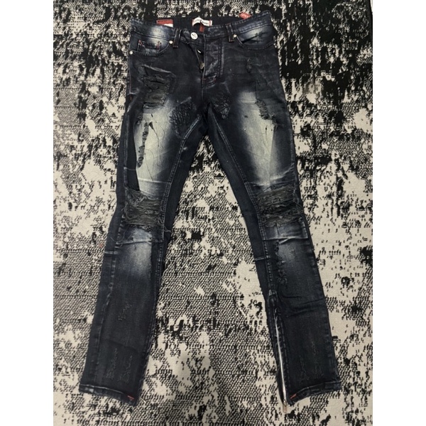 Celana Panjang Denimitup Ham Jeansku Ripped Robek - M1 Splatter Black