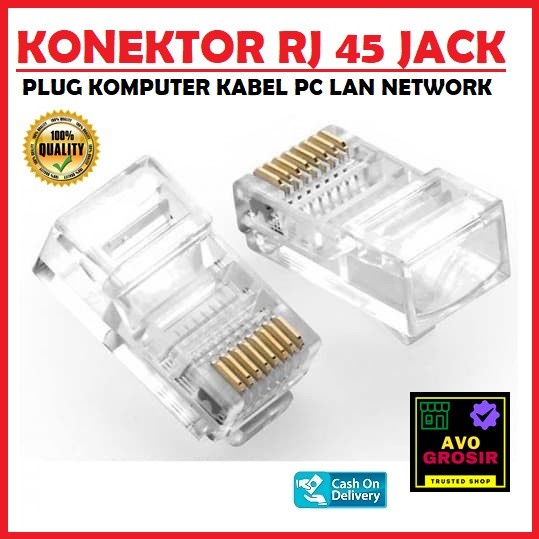 Konektor RJ45 Ethernet 8P8C Kepala Kabel LAN Networking RJ 45