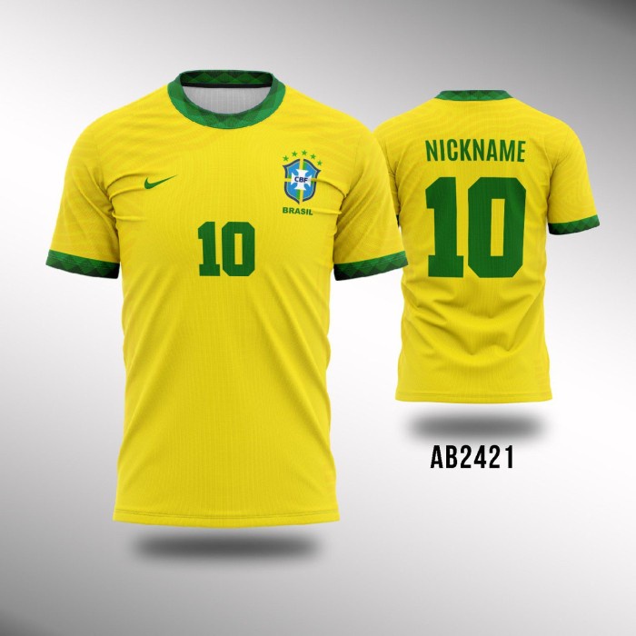 Kaos Jersey Sepakbola Piala Dunia Timnas Brazil 2021 - Home AB2421