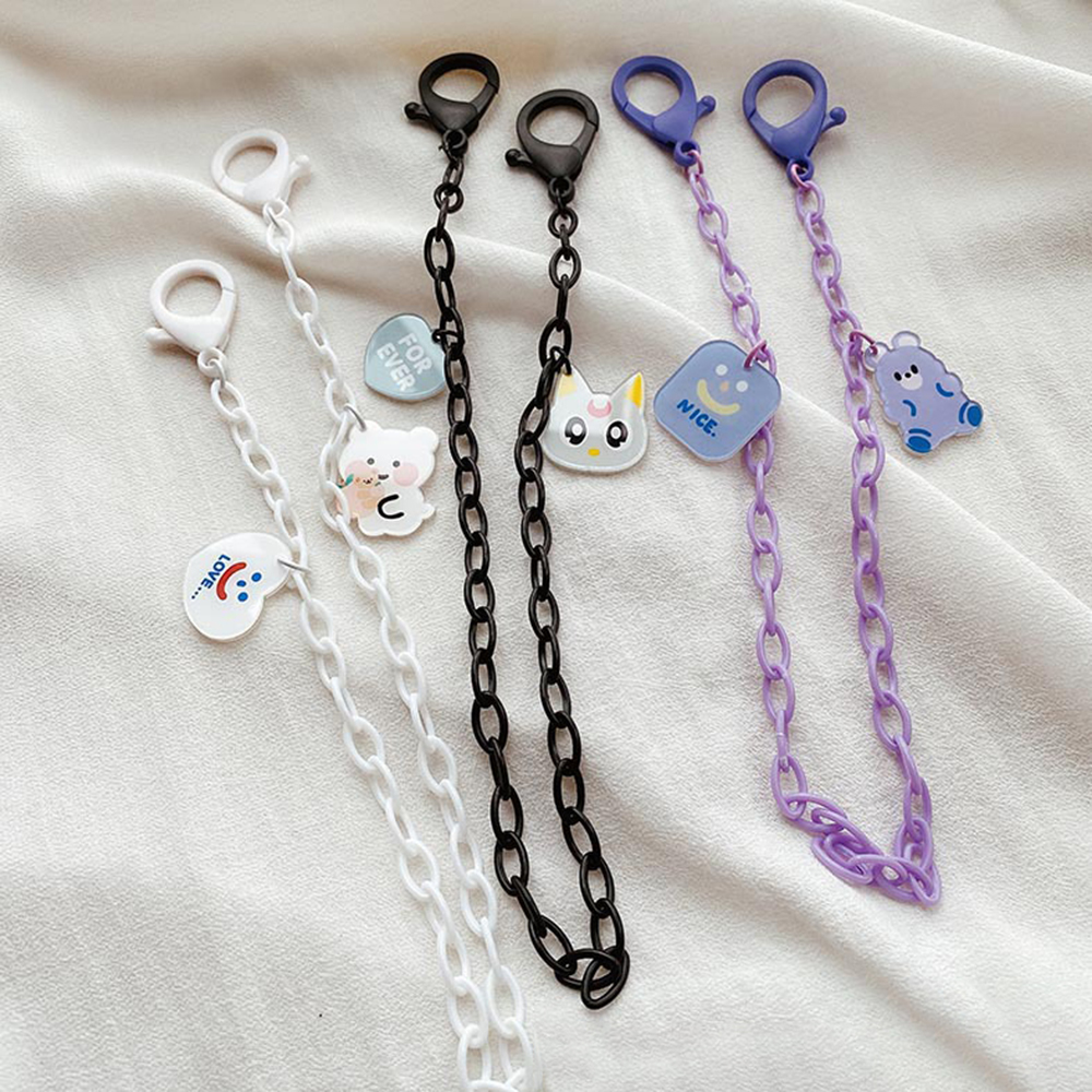 Tali Lanyard Kacamata Model Gantung Leher Bahan Akrilik Ukuran 55cm Motif Smiley Face Anti Hilang