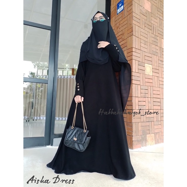 Abaya Bassic Abaya Hitam Jetblack Abaya saudi Tukrey Dress Hitam Gamis Arab Jetblack AISHA