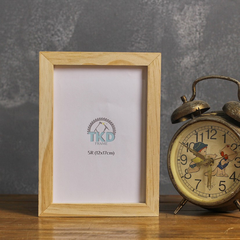  Pigura  Frame Bingkai 5R Kayu  Natural tanpa kaca Shopee 