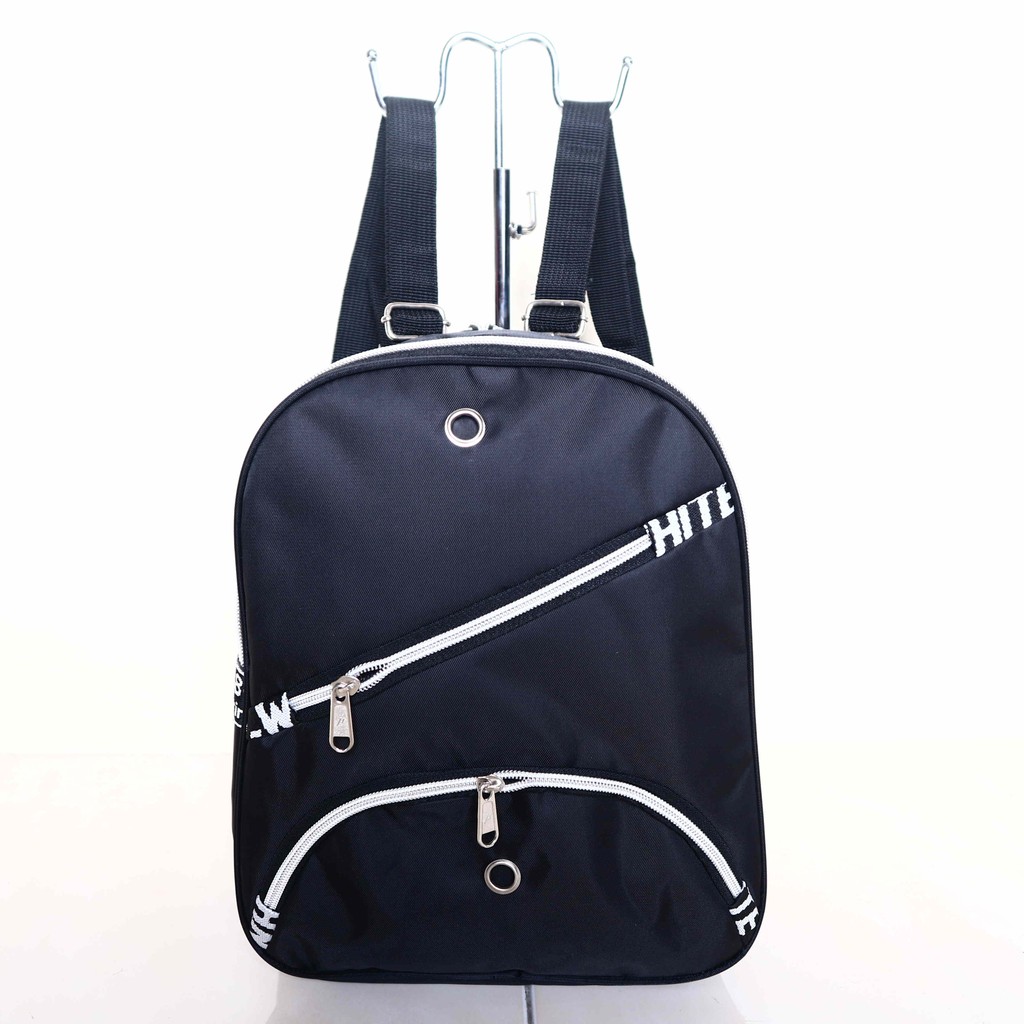 Tas Ransel Cewek Backpack Hangout Imut Motif Hitam Fashionable