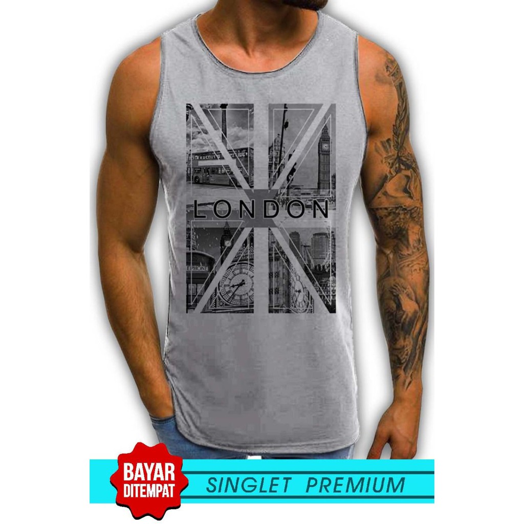 SINGLET LEKBONG PRIA (LONDON) / SINGLET LEKBONG GYM /LEKBONG / SINGLET/KAOS DALAM PRIA/KUTANG