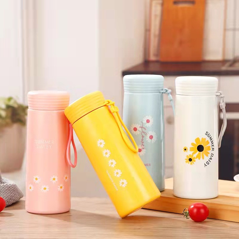 BOTOL MINUM KACA TUMBLR MOTIF DAISY &amp; DEER STAR WARNA