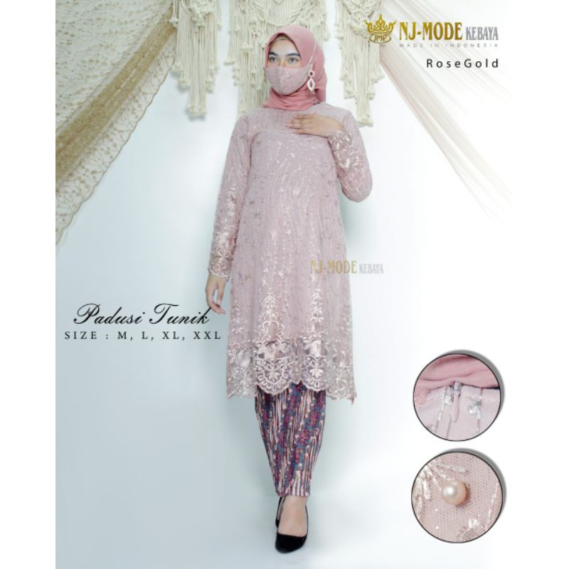 Set Kebaya Tunik Tulle Mutiara (RealPict)Free Masker/Kebaya Tunik Modern/Kebaya Tulle