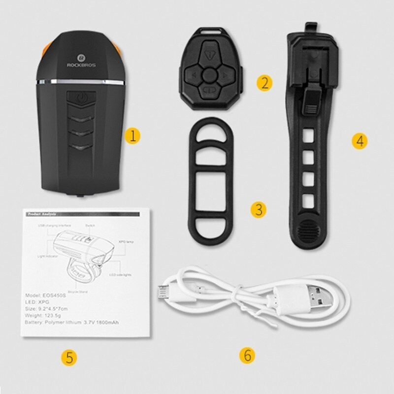 Rockbros QD450 Alarm Lampu Depan Sein Klakson Sepeda Wireless USB