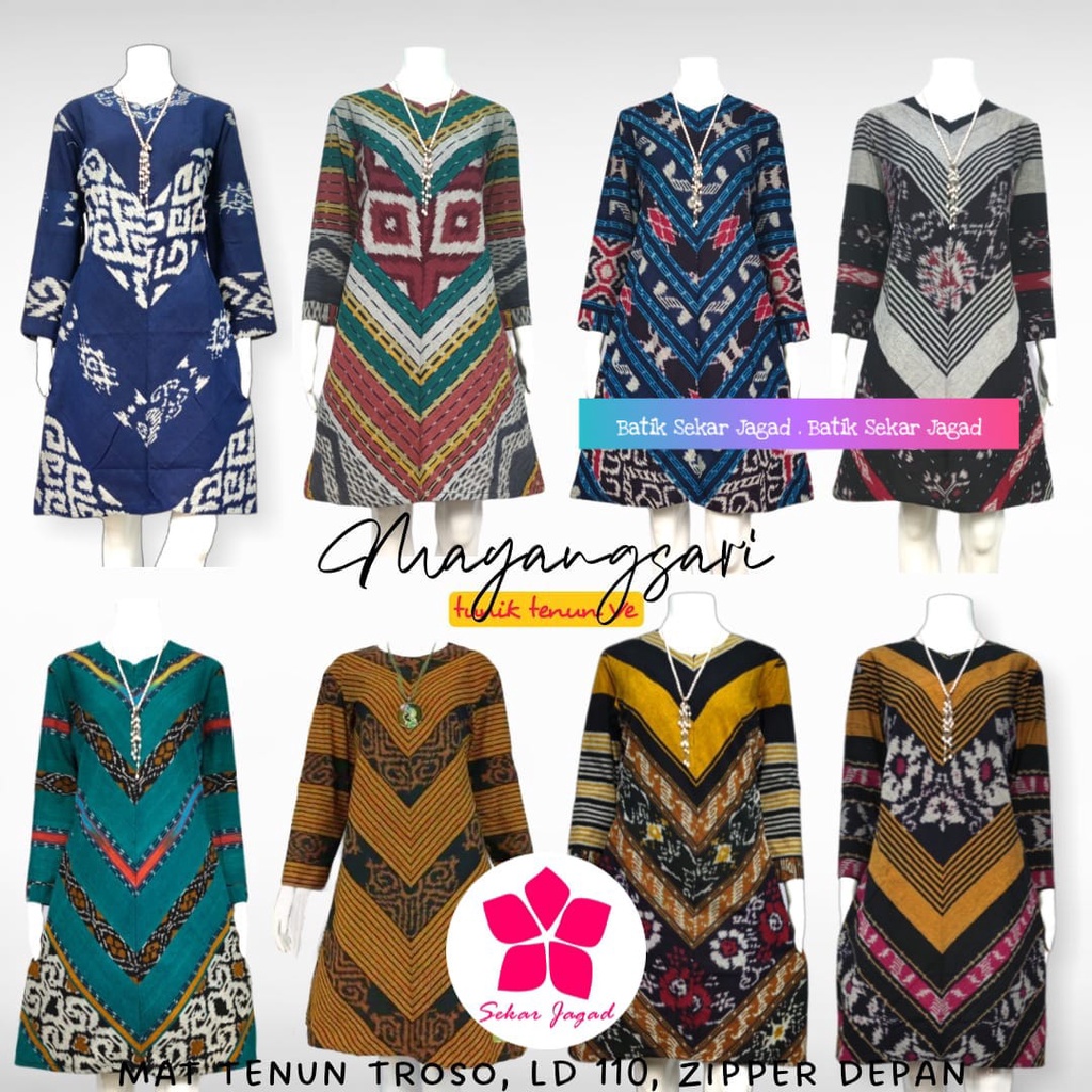 Tunik Batik Tenun Wanita by Butik Batik Solo bahan batik tenun kode TUNIK TENUN MAYANGSARI