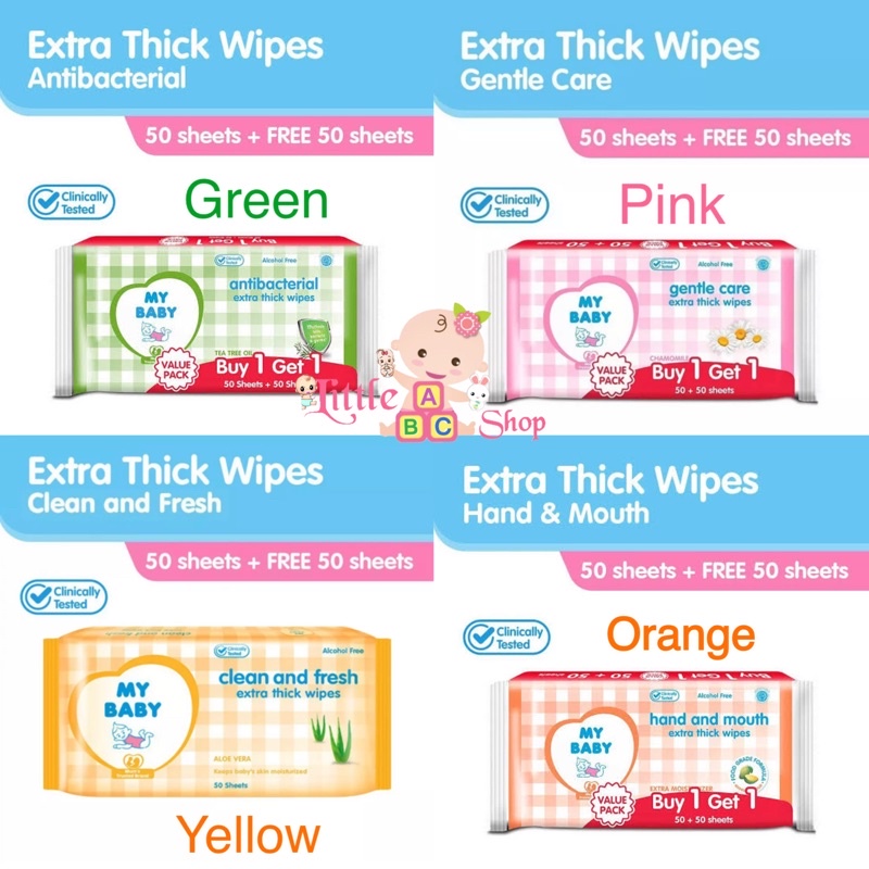 My Baby wipes thick antibacterial 50s Free 50s / Mybaby tissue basah