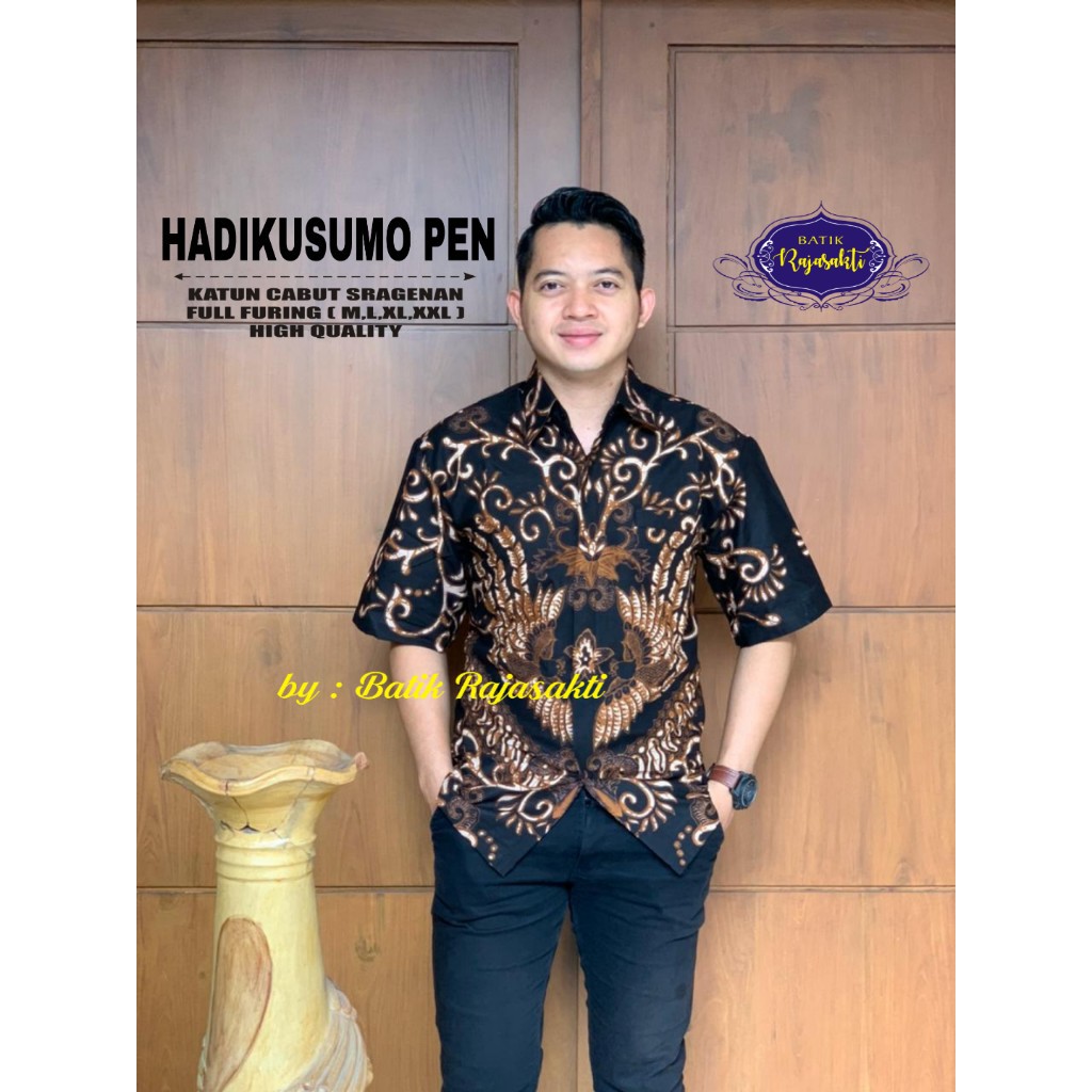 HADIKUSUMO PEN Kemeja Batik Pria Lengan Pendek Katun Halus FULL FURING Rajasakti