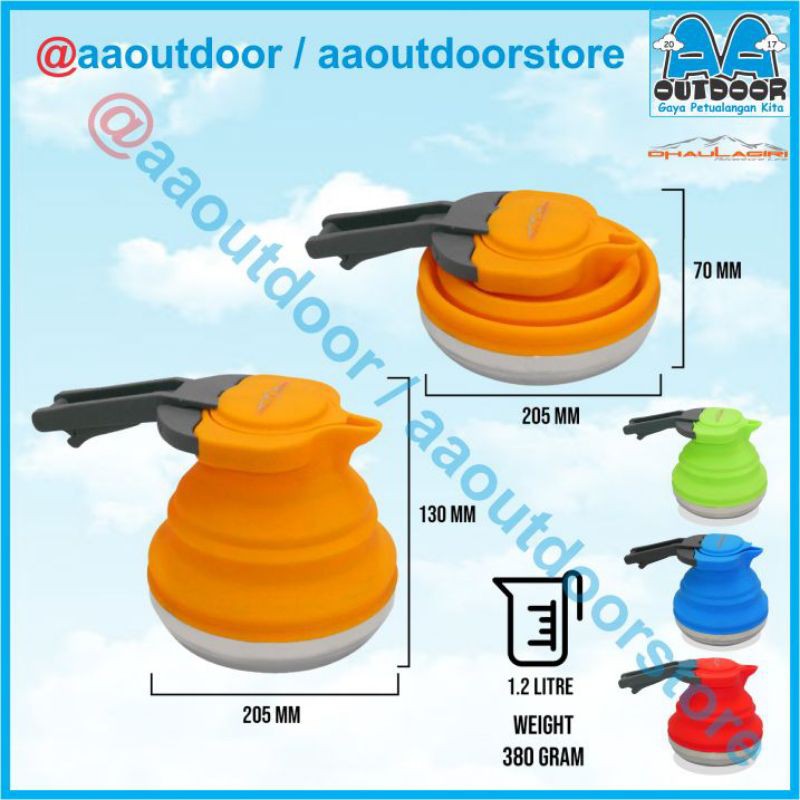 Foldable Silicone Kettle 1.2 l Dhaulagiri outdoor teko lipat ultralight portable camping gunung