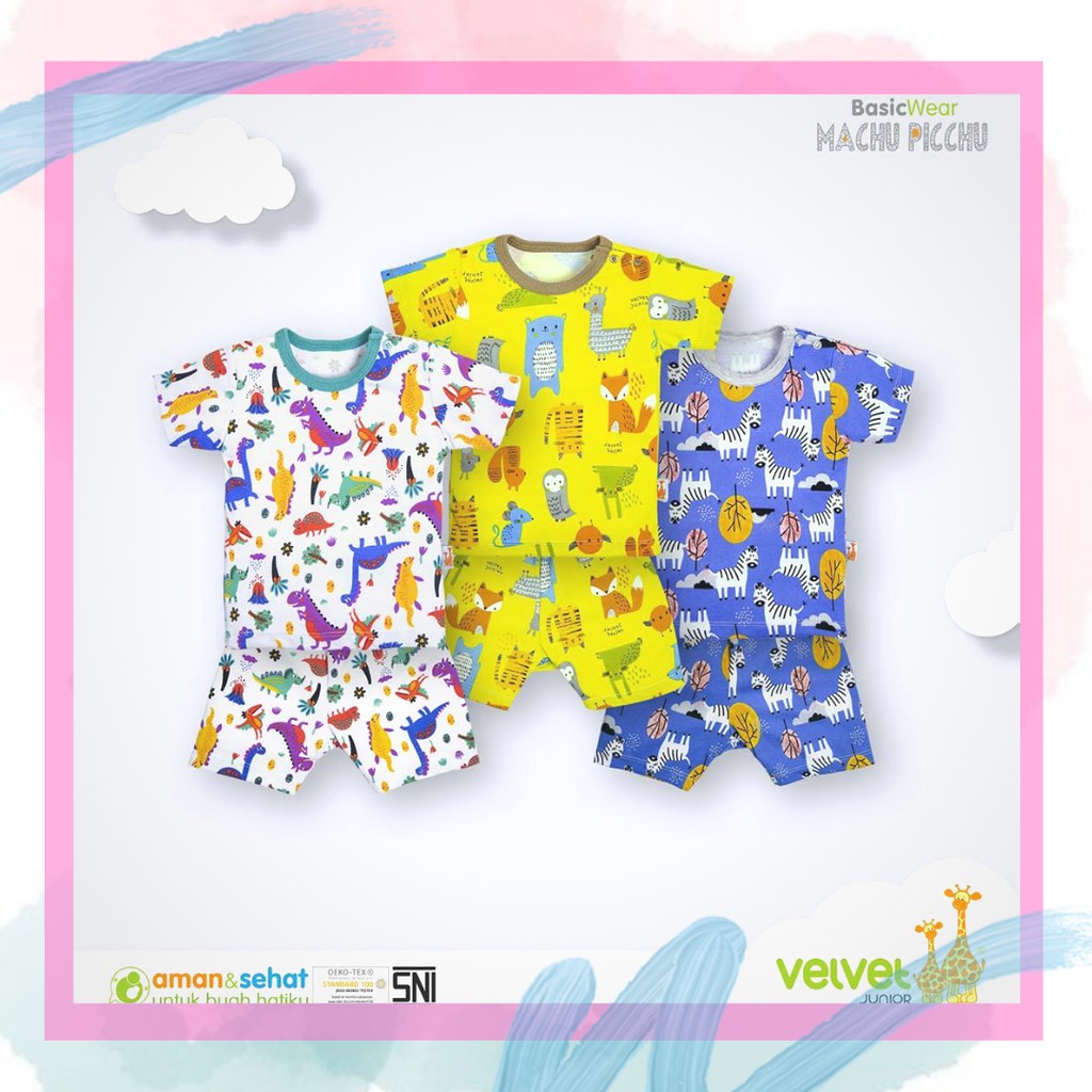 Setelan Baju  Pendek Bayi Velvet  Junior  Machu Picchu 