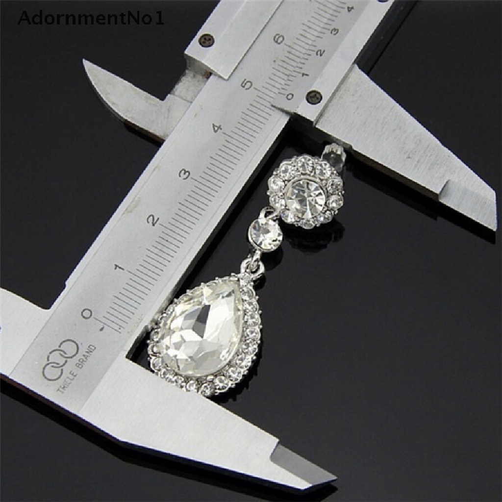 (AdornmentNo1) Anting Tusuk Gantung Desain Tetesan Air Hias Kristal / Berlian Imitasi Untuk Wanita