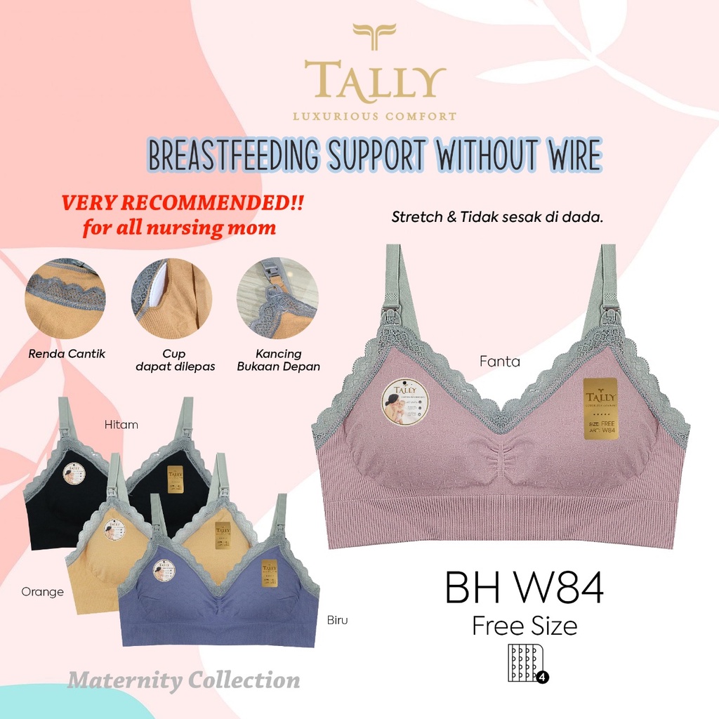 [TOMS] TALLY (1pcs) Bra Menyusui Tanpa Kawat Busa Tipis Model Renda Exclusive / Tally Bra 8002 / W84