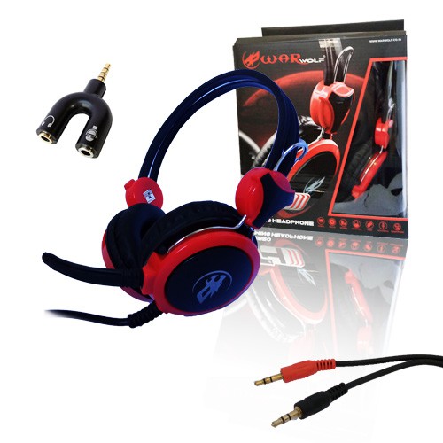 Headset Gaming Warwolf T4 Original Plush Splitter