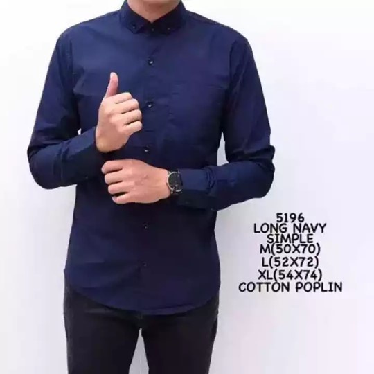 kemeja pria lengan panjang premium distro baju motif surfing flanel polos formal casual kasual,Kemeja Polos Katun Kerja Kantor Formal Lengan