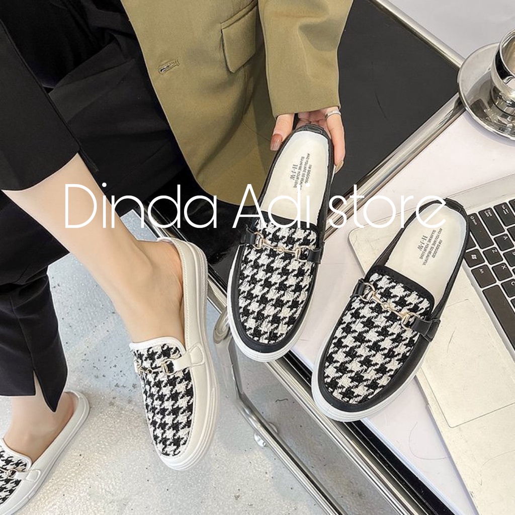 Dinda sepatu wanita Slip on lintang kenanga model terbaru 2023 best seller warna hitam dan putih ukuran 37-40