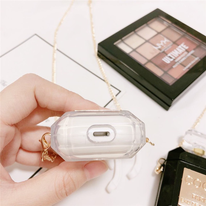 Airpods Case hard COCO Perfume Bottle Luxury Brand Gold plating wireless bluetooth Earphone Airpods gen 1 2 Case with lanyard-7
