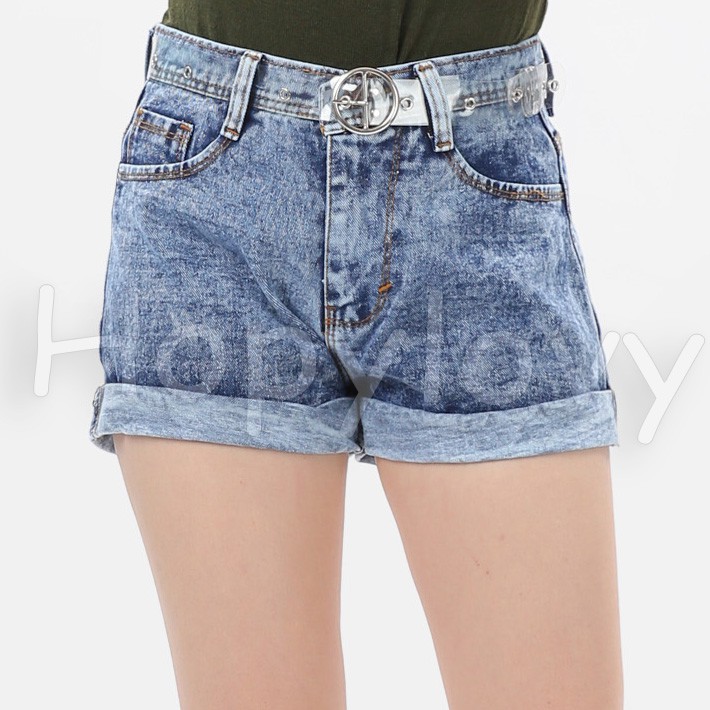 HOPYLOVY Celana Pendek Jeans Wanita Hotpants Spring Lipat Korea Hot Pants Snow