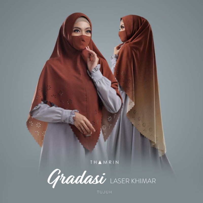KHIMAR GRADASI LASER(FREE MASKER) ORIGINAL THAMRIN Ready Stock