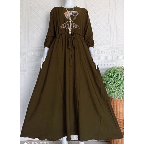 Gamis ity crepe bordir XL Busui  Ld 107 / Gamis ity crepe premium /Gamis ity crepe ori / Gamis crepe