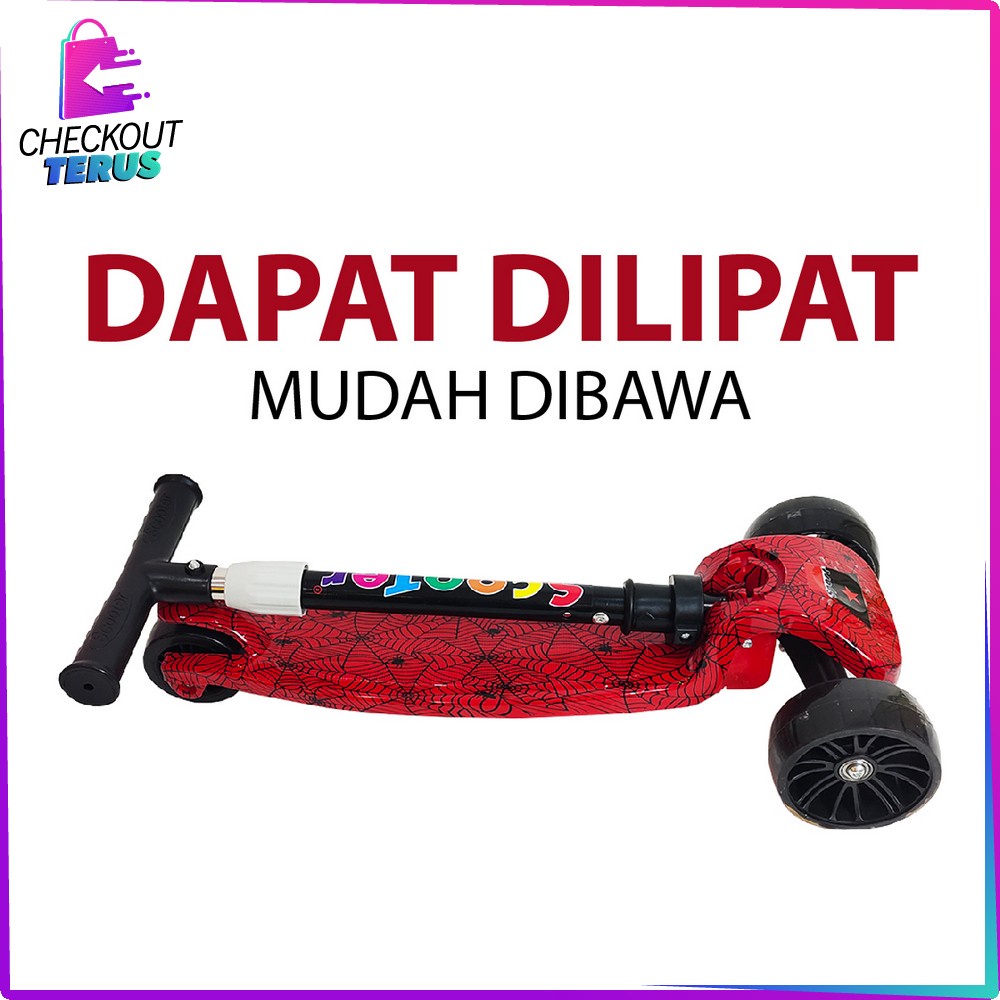 CT M252 Mainan Skuter Anak Karakter Roda 3 Otoped Scooter Anak Bisa Dilipat Injak Mainan Outdoor Scooter