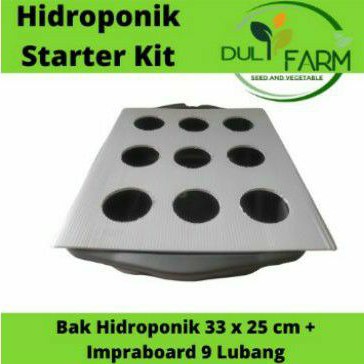 Bak Hidroponik Wick Impraboard 9 lubang paket pemula