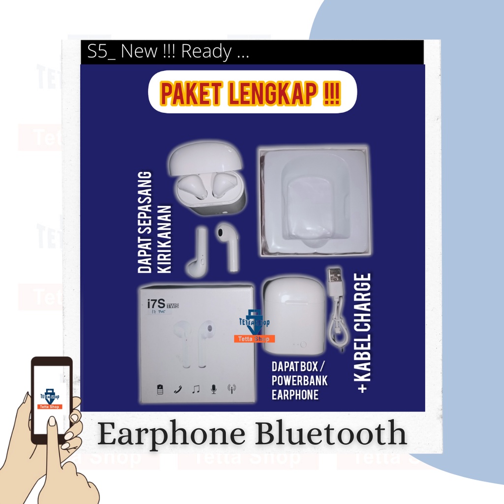 i7 Tws Headset Bluetooth Kiri Kanan Ada Box Hedset Tanpa kabel i7s Tws Putih Wireless Earphone Twins Inpons