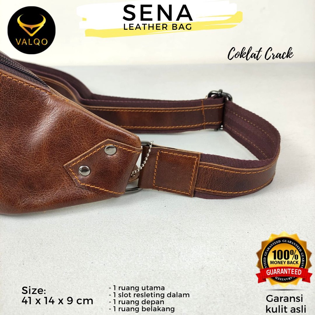 [VALQO] SENA Tas Kulit Sapi Waist Bag Dada Pinggang Sling bag Pria Wanita