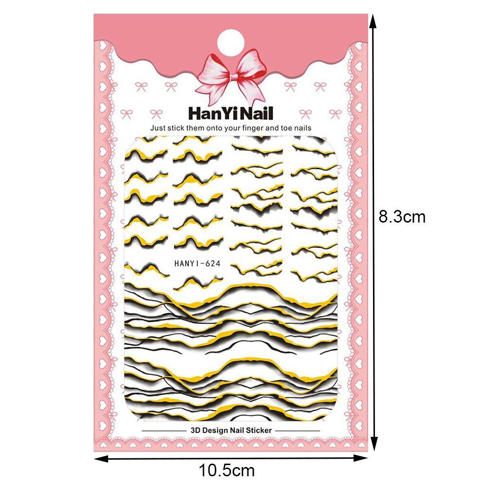 R-flower 3D Nail Sticker Self Adhesive Waved Lines Stripe Stiker Transfer