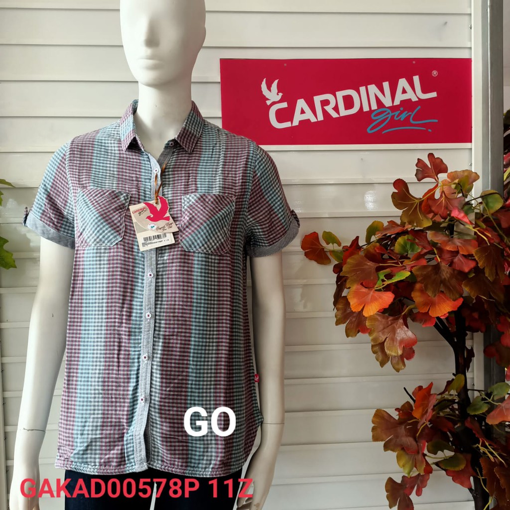 gof CARDINAL GIRL KEMEJA Pakaian Wanita Atasan Kemeja Hem Casual Santai Original Lengan Pendek Bagus