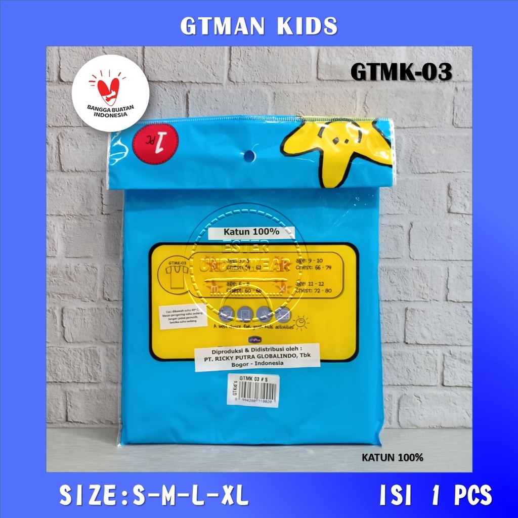 Kaos Dalam Anak Laki-Laki GTMAN KIDS GTMK-03 PUTIH ISI 1PCS