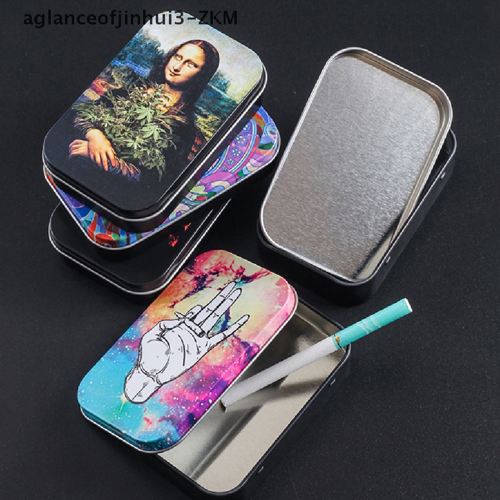 [AGID] Fashion Tin Storage Box Tobacco Box humidor rolling paper Cigarette Case Holder [zkm]