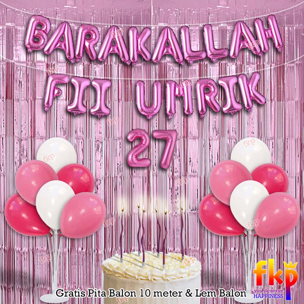 FUN KIDS PARTY Paket Barakallah Fii Umrik / Paket Balon Dekorasi Ulang Tahun Barakalah 1 / Paket Dek