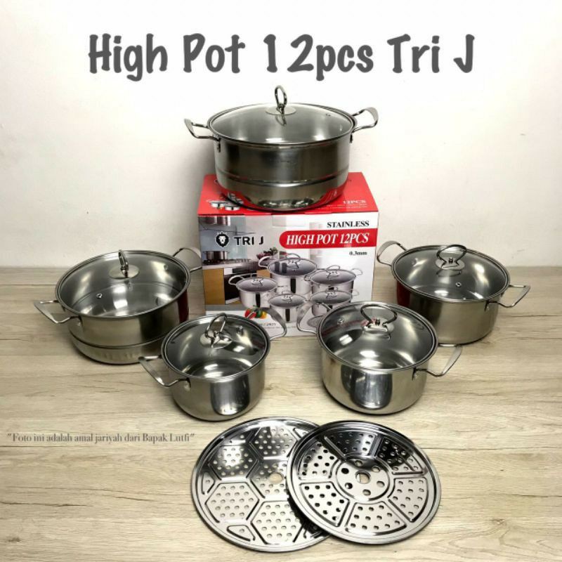 HIGH POT PANCI SET 12 PCS | PANCI HIGHPOT | PANCI SET 12 PCS STAINLESS | HIGH POT STAINLESS