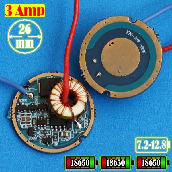 DRIVER SENTER 26MM 3.0A CREE XML T6 XPL HI V5 XHP50 IN.8-12V 5MODE