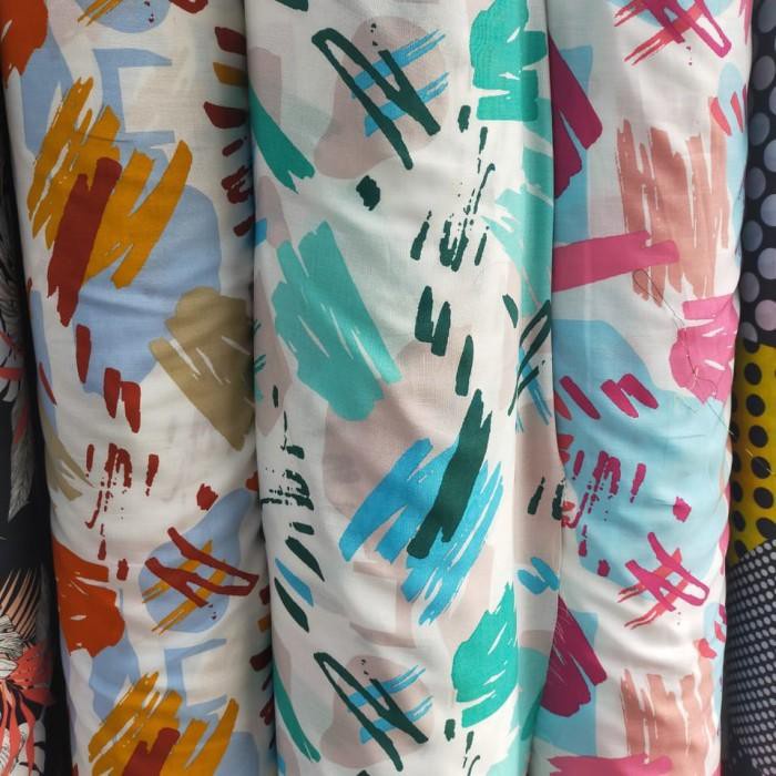 Cotton | Kain Bahan Baju Meteran Katun Rayon Motif Abstrak 5486 Terbaru Ready Stock