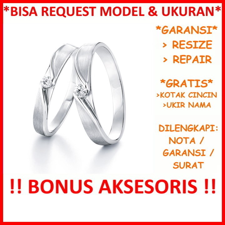 Bisa Pesan Model Garansi Silver Asli Cincin Couple Perak Kawin Nikah Tunangan Gratis Ukir Tulis Nama Id160