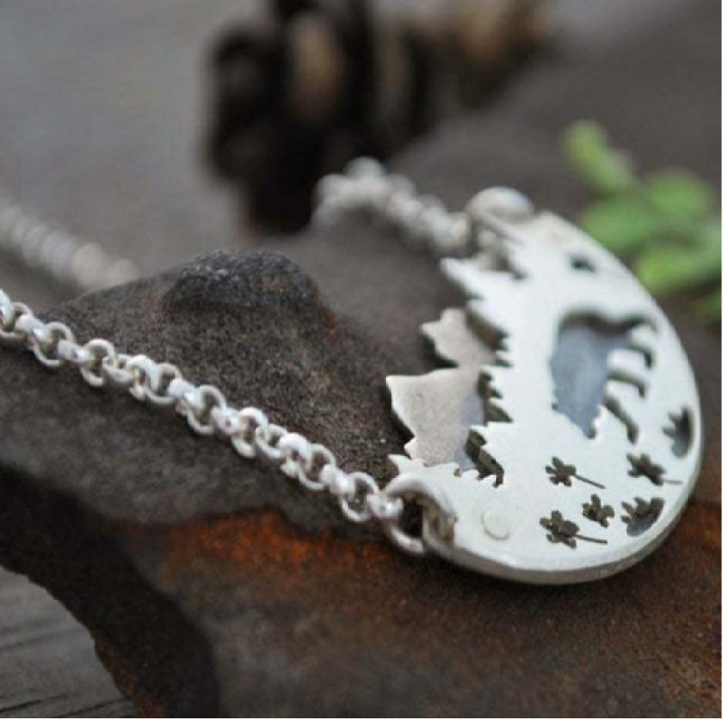 Kalung 925 Silver Desain Hewan Beruang Kutub Hutan Untuk Wanita
